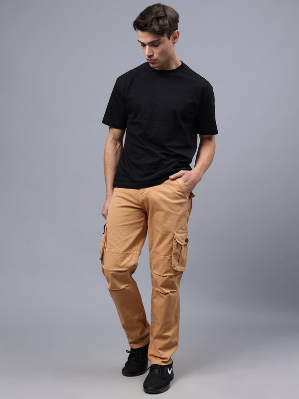 MENS MUSTARD COLOR CARGO FIT JEANS